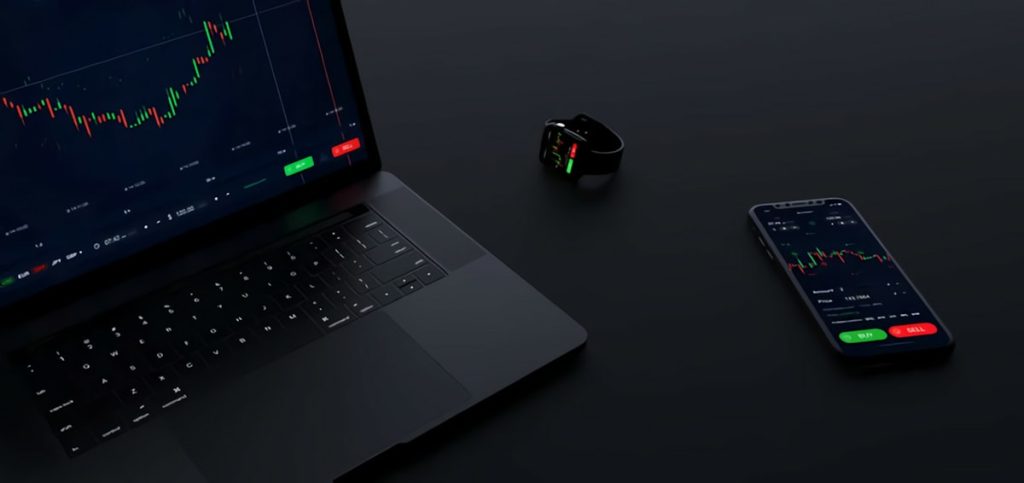 Forex candlestick chart analysis on dark screen